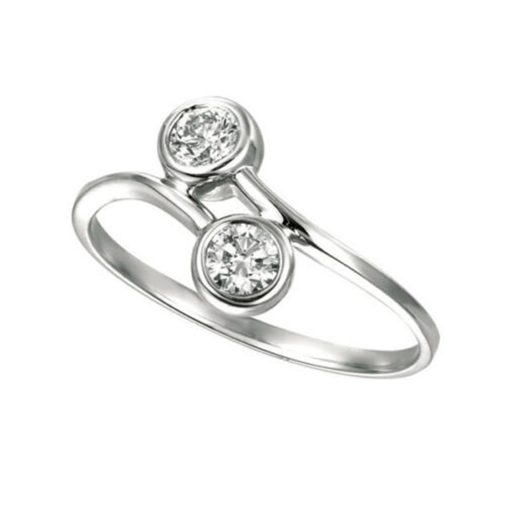 040 Ct Natural Round Cut Bezel Diamond Ring 14k